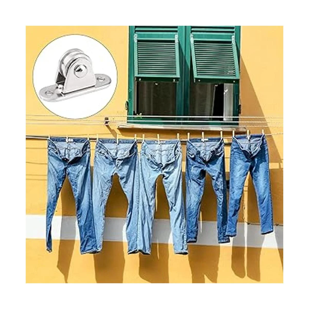 FSHIHINE Bloque de poleas de metal paquete de 4 rodillos_3