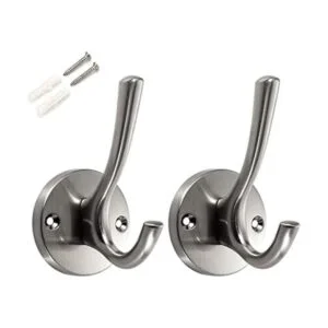 Ganchos de níquel cepillado paquete de 2 ganchos de baño_1