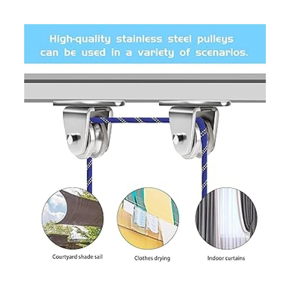 FSHIHINE Bloque de poleas de metal paquete de 4 rodillos_2
