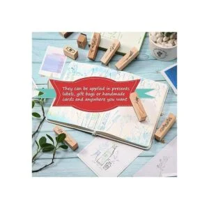 Juego de 15 sellos de madera de goma para plantas de_5