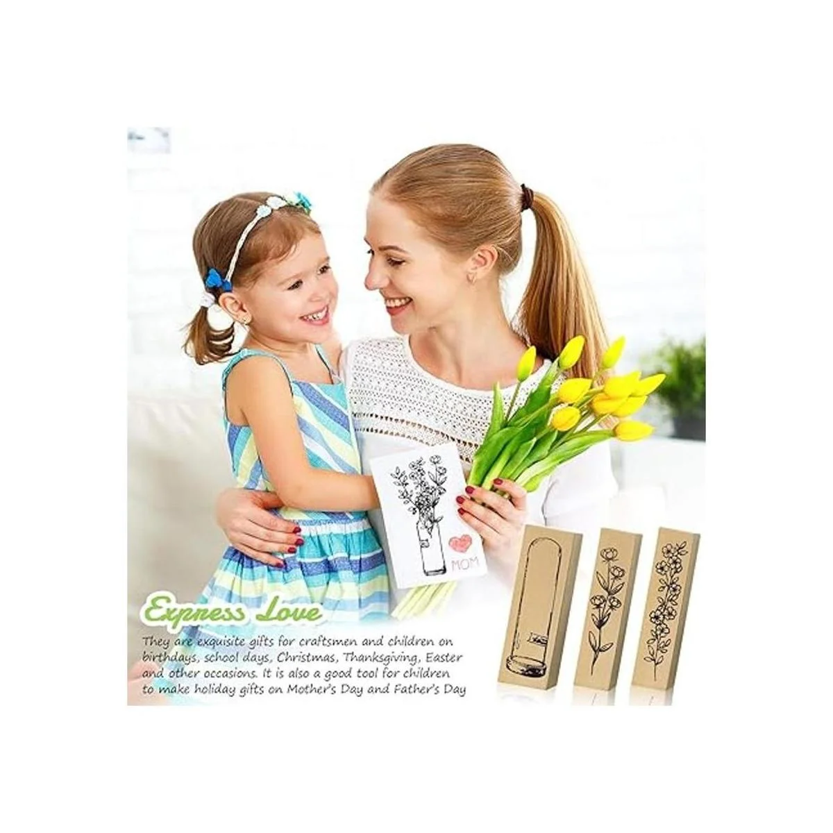 Juego de 15 sellos de madera de goma para plantas de_7