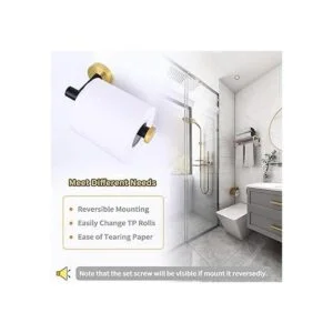 Soporte de papel higiénico negro y dorado ángulo simple_4