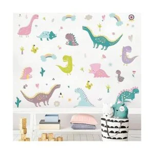 ROFARSO Coloridas calcomanías de pared de dinosaurio de_4