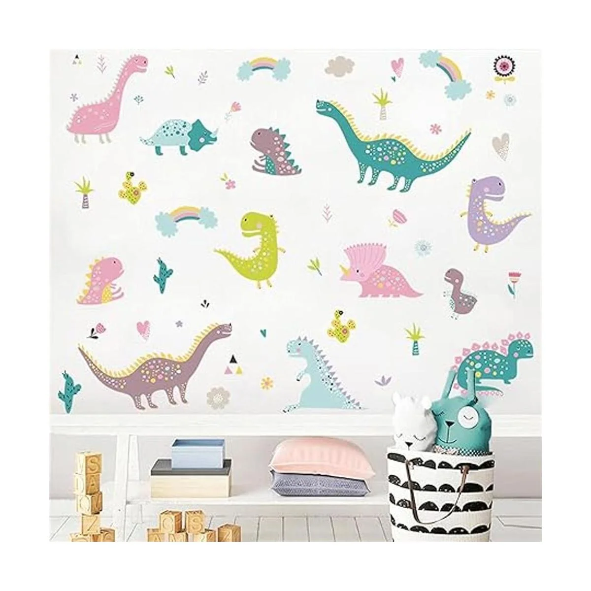 ROFARSO Coloridas calcomanías de pared de dinosaurio de_4