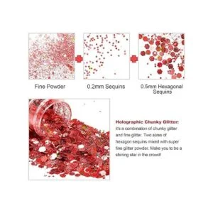 HEMOER Purpurina gruesa holográfica 12 colores de_3