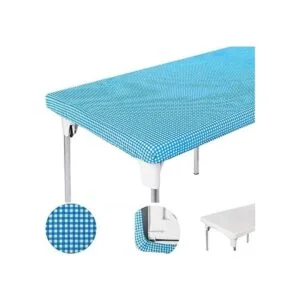 TopTableCloth Mantel cuadrado de vinilo blanco y azul a_3