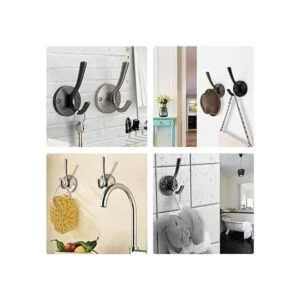 Ganchos de níquel cepillado paquete de 2 ganchos de baño_3