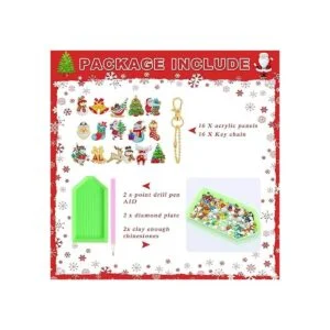 Juego de 16 llaveros de diamantes de Navidad de doble_7