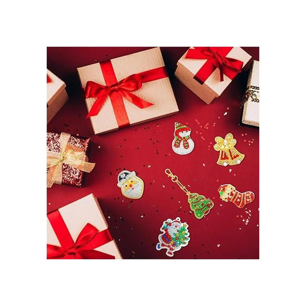 Juego de 16 llaveros de diamantes de Navidad de doble_6