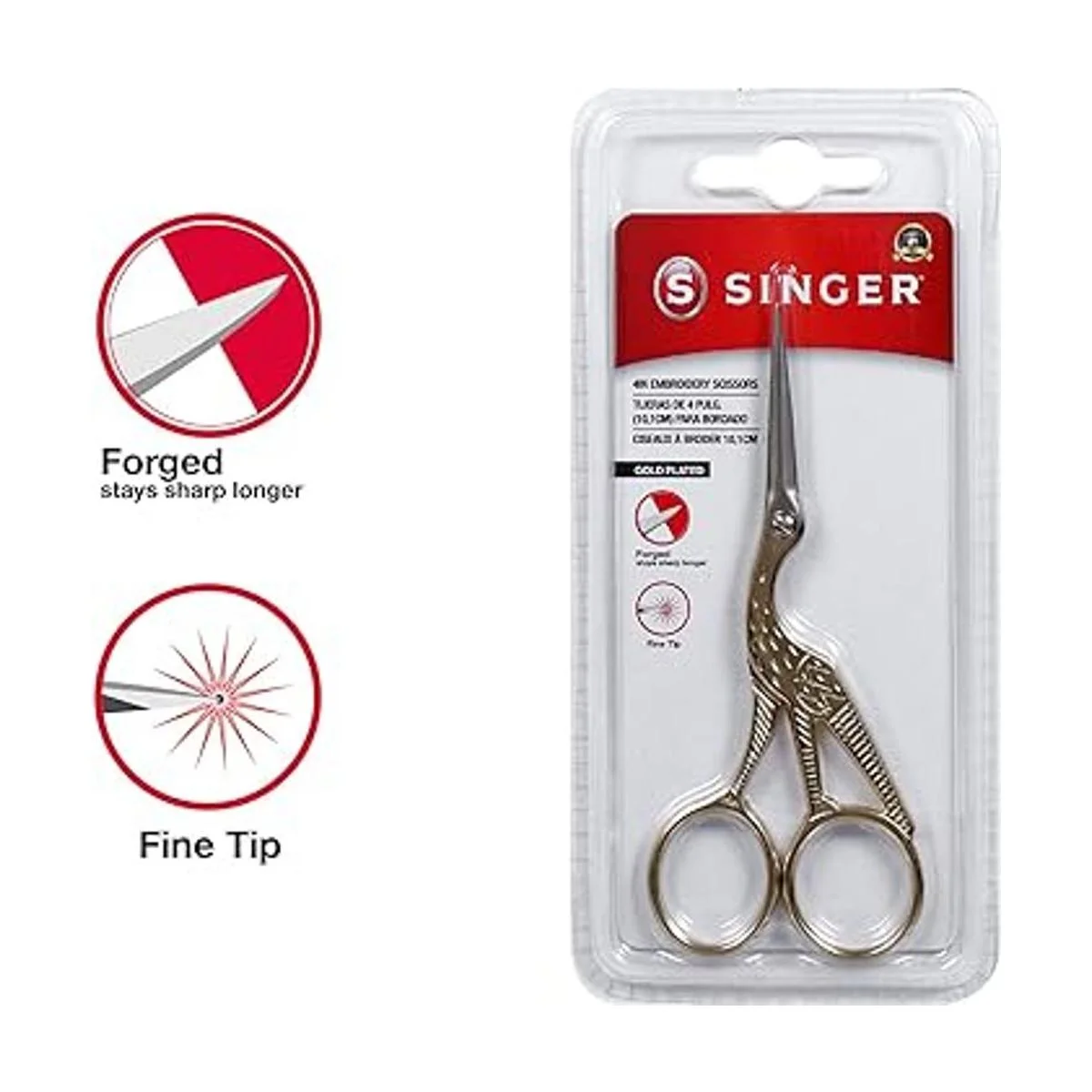 SINGER Bordado forjado de 4.5 pulgadas chapado en oro_3