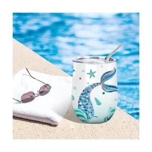 NymphFable 12oz sirena regalos para niñas vino vaso con_6
