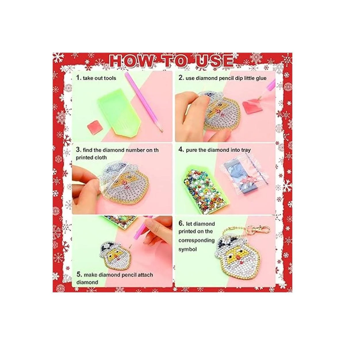 Juego de 16 llaveros de diamantes de Navidad de doble_3