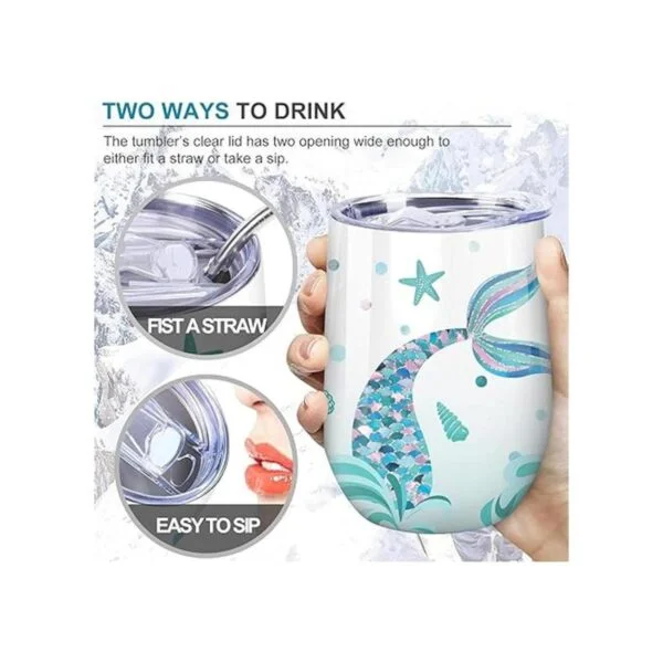 NymphFable 12oz sirena regalos para niñas vino vaso con_4
