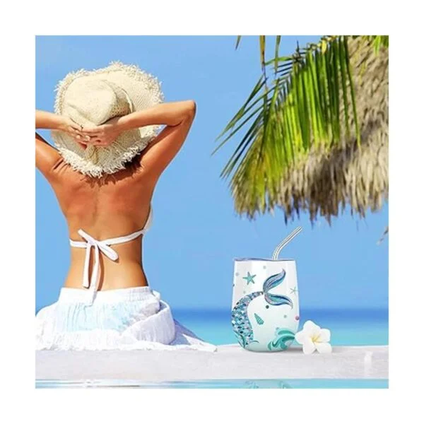 NymphFable 12oz sirena regalos para niñas vino vaso con_7