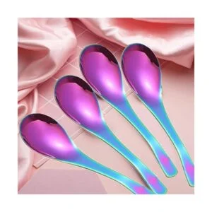 Juego de cucharas y palillos de sopa de metal chino para 4_2