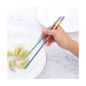 Juego de cucharas y palillos de sopa de metal chino para 4_4