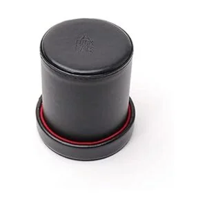 Luck Lab Juego de dados de piel negra con tapa con 6_6