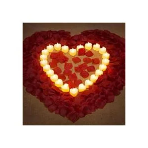 1000 pétalos de rosa artificiales con 24 velas LED_1
