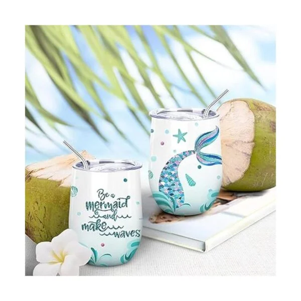 NymphFable 12oz sirena regalos para niñas vino vaso con_2