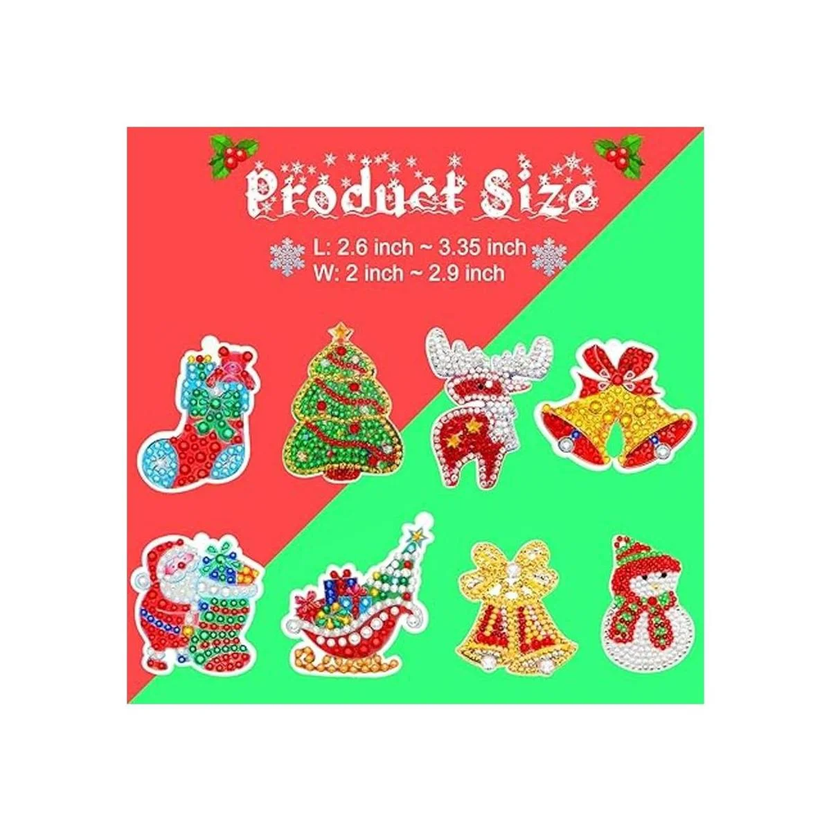 Juego de 16 llaveros de diamantes de Navidad de doble_2