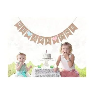 Banner de gemelos para 1er cumpleaños We Are One Banner_4