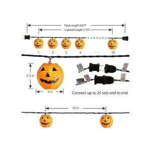 Guirnalda de luces de calabaza 10 unidades de luces de_5