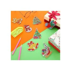 Juego de 16 llaveros de diamantes de Navidad de doble_5