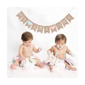 Banner de gemelos para 1er cumpleaños We Are One Banner_5