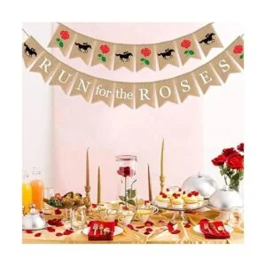 SWYOUN Burlap Run para las rosas Banner Kentucky Derby_2