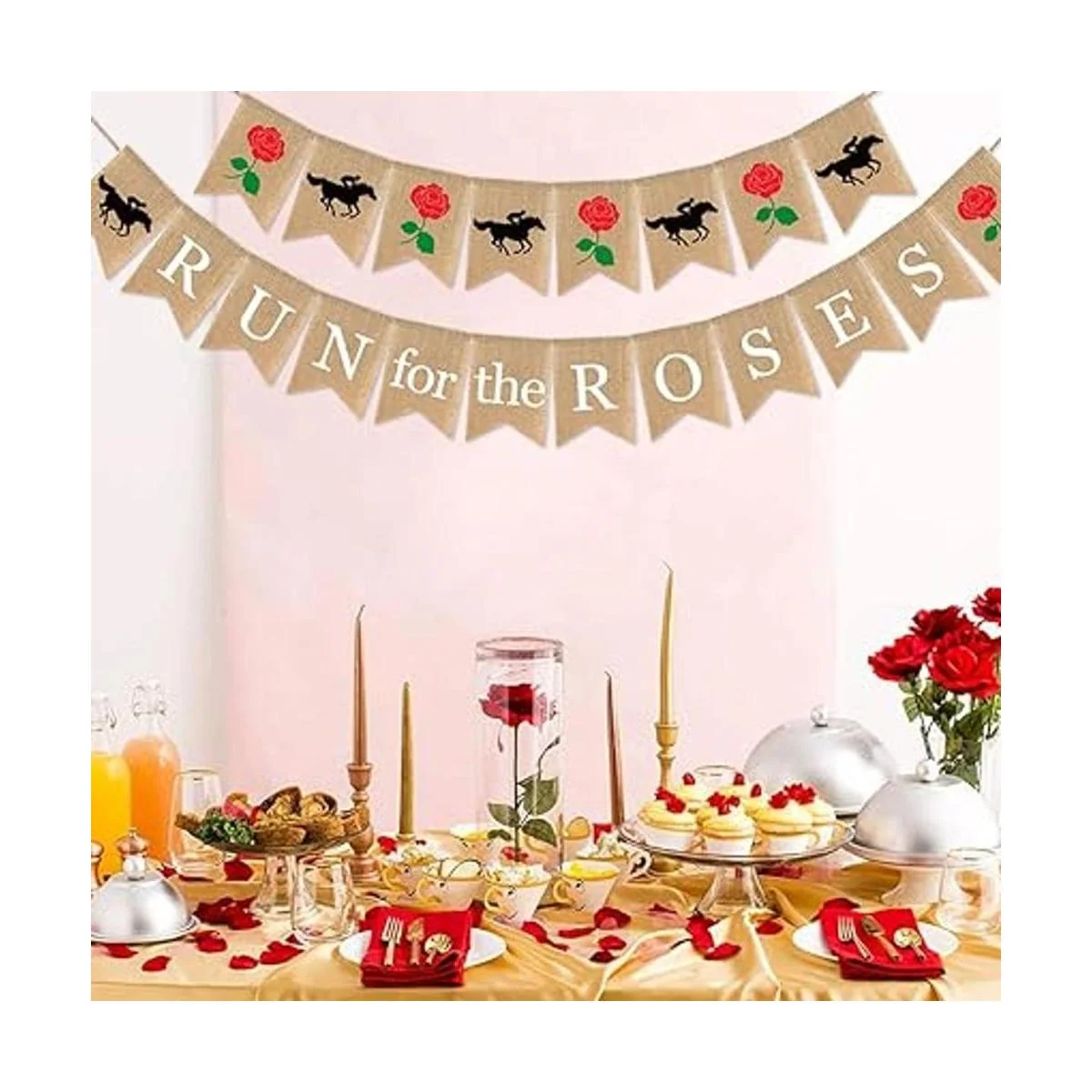 SWYOUN Burlap Run para las rosas Banner Kentucky Derby_2