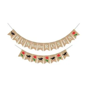 SWYOUN Burlap Run para las rosas Banner Kentucky Derby_1