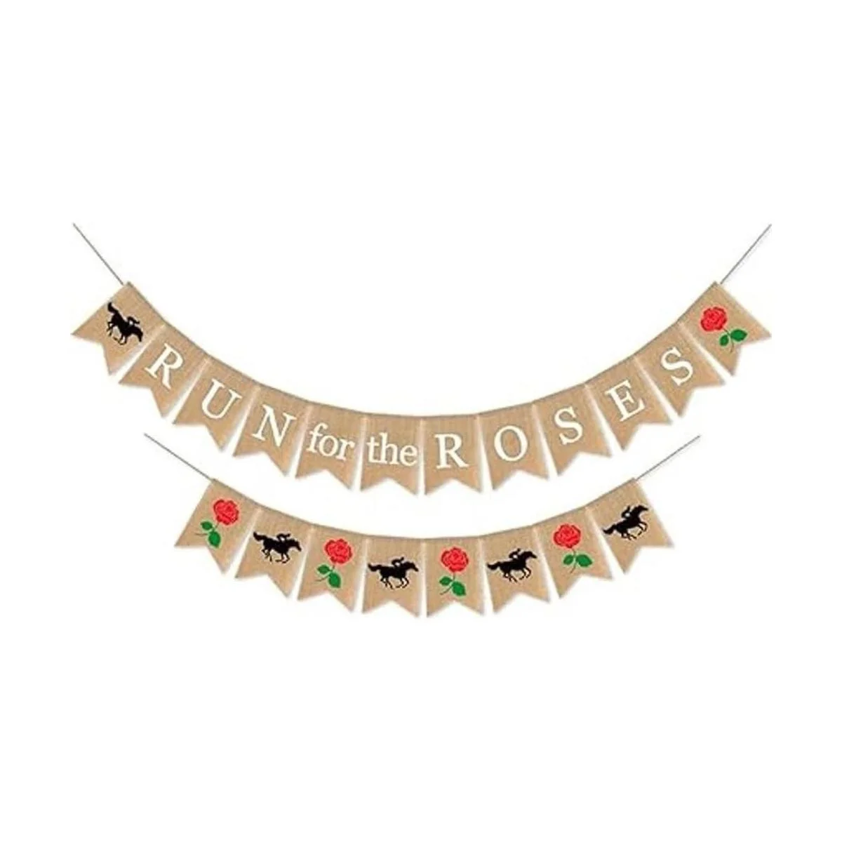 SWYOUN Burlap Run para las rosas Banner Kentucky Derby_1