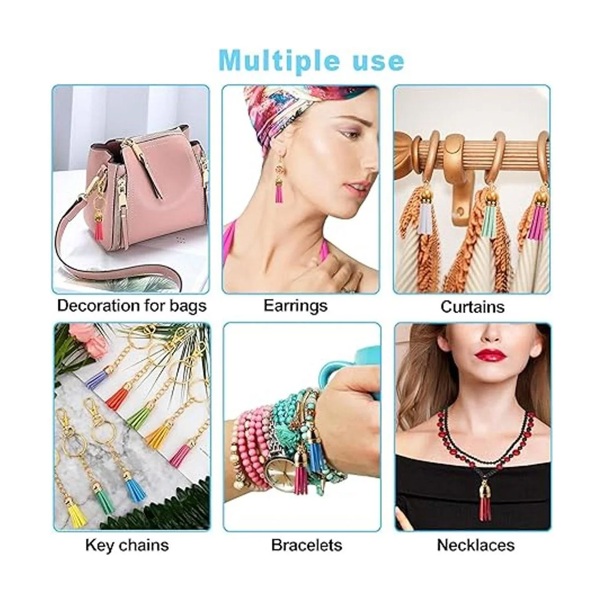 Duufin 200 piezas de llaveros con borlas de cuero a granel_4