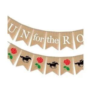 SWYOUN Burlap Run para las rosas Banner Kentucky Derby_3