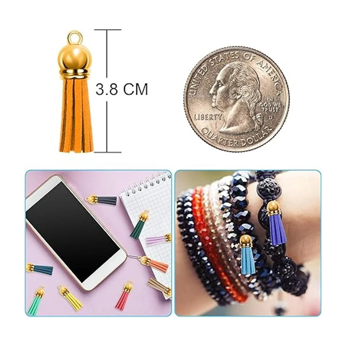 Duufin 200 piezas de llaveros con borlas de cuero a granel_3