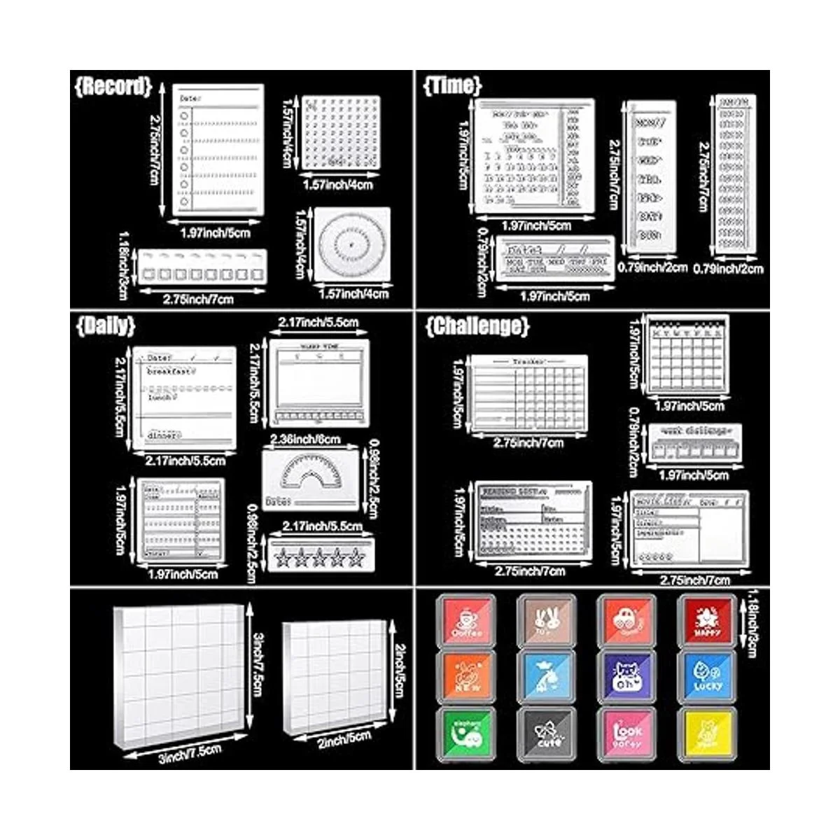 Juego de 32 sellos transparentes para diario incluye 18_2