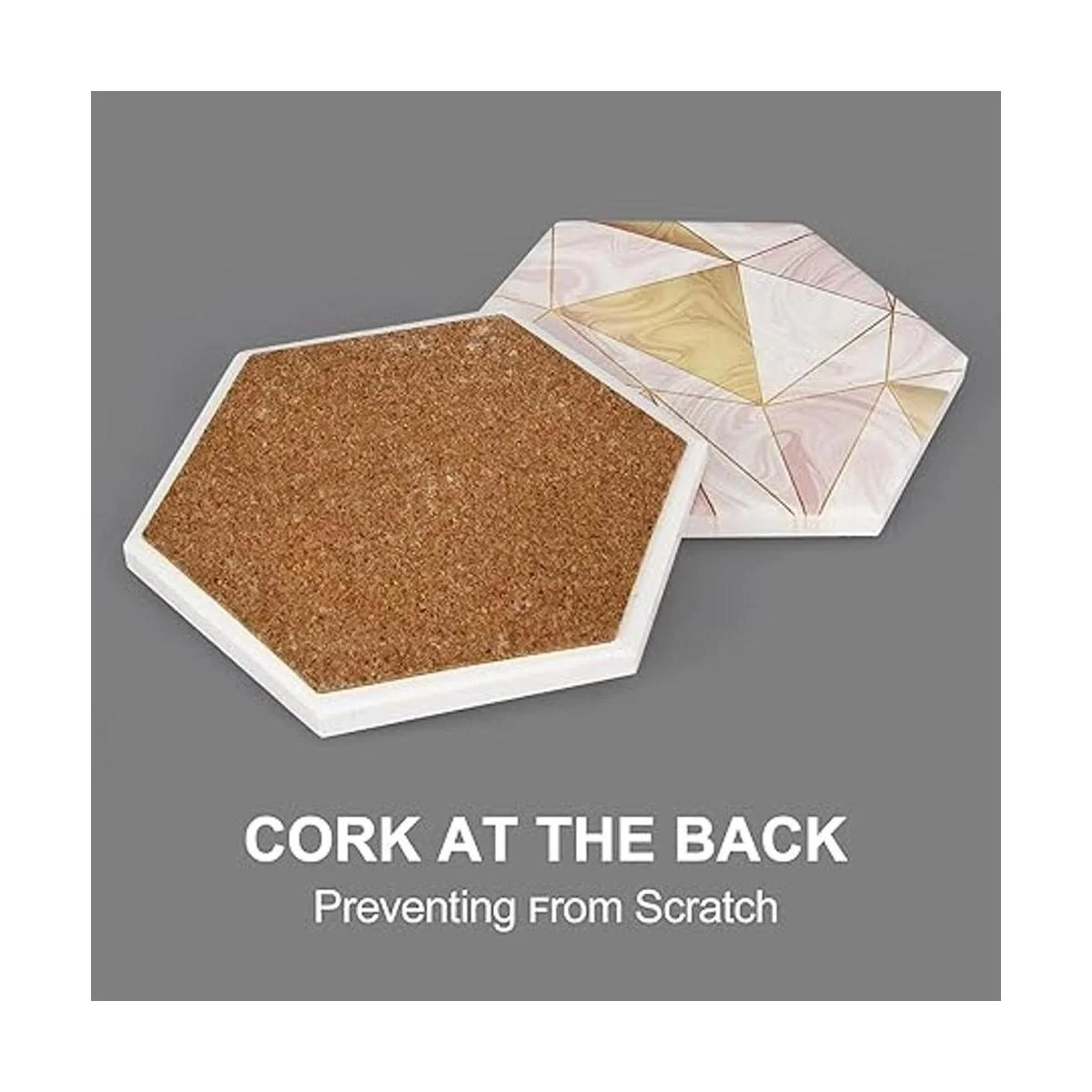 Juego de 6 posavasos de mármol rosa con soporte para_5