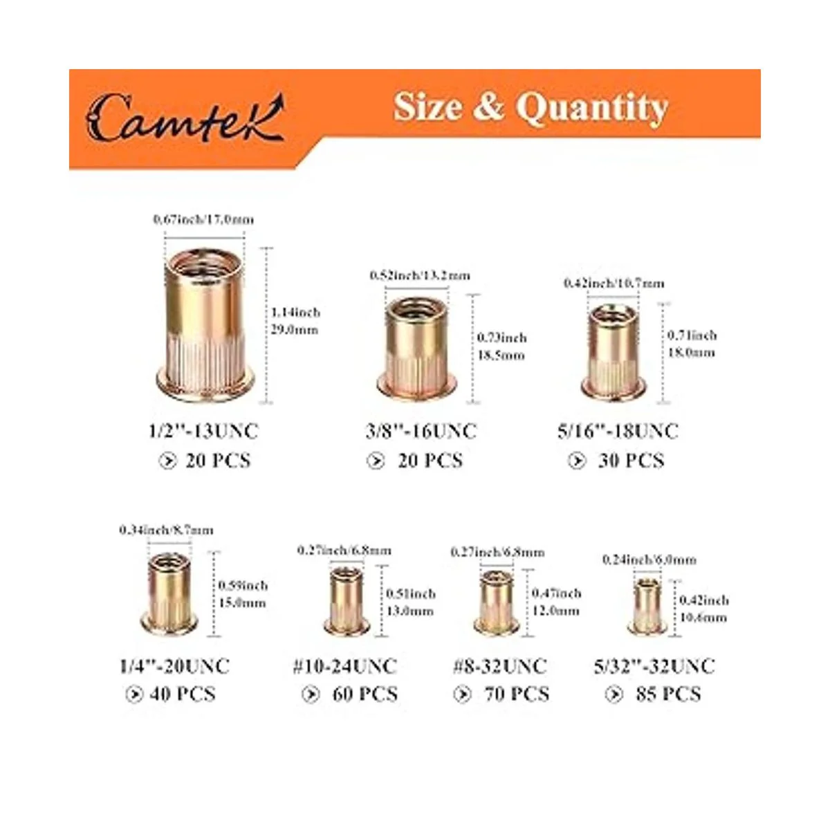 Tuercas de remache Camtek de acero al carbono chapado en_2
