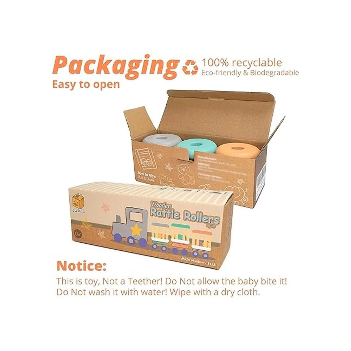 DUCKBOXX XX Rodillos de sonajero de madera para bebés de 0_6