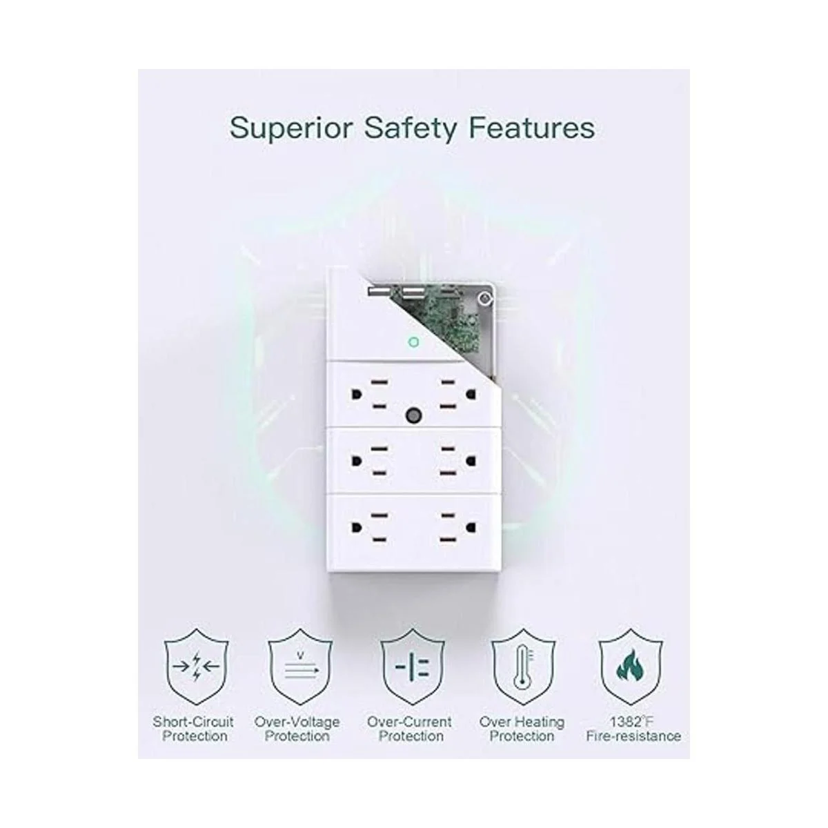 Addtam Toma de corriente múltiple para montaje de pared_4
