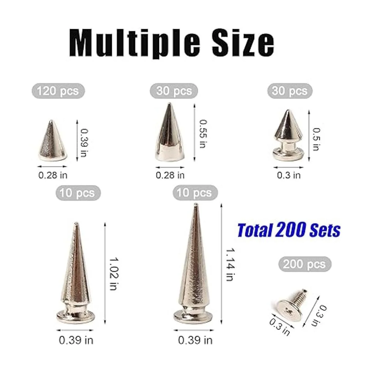 HAPY SHOP 200 juegos de picos de cono y tachuelas_2