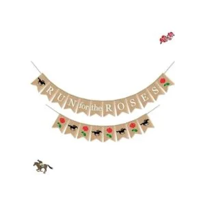 SWYOUN Burlap Run para las rosas Banner Kentucky Derby_5