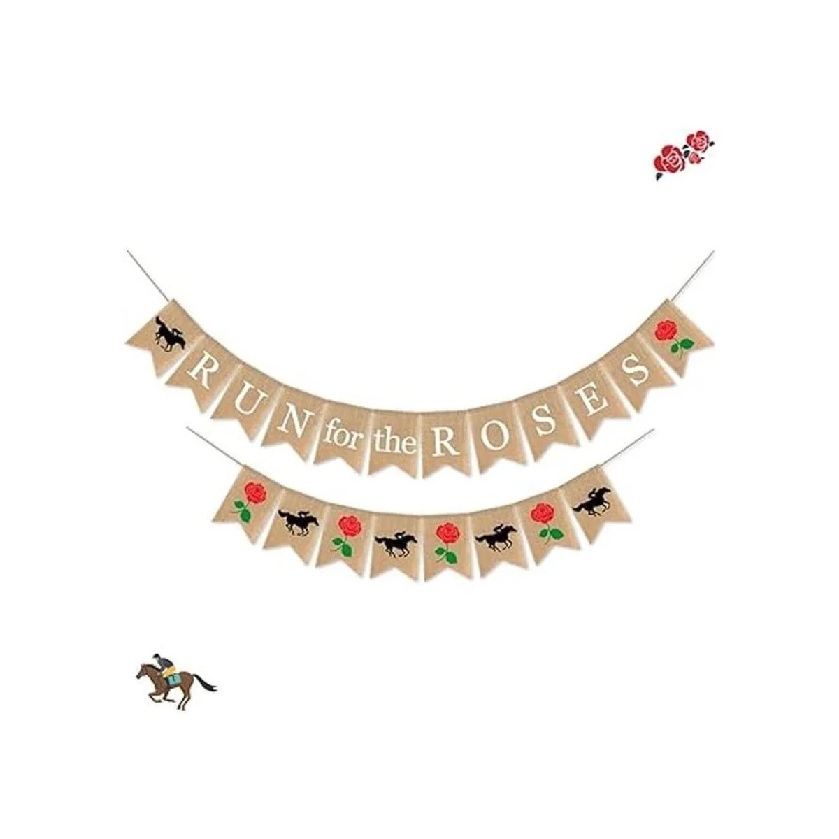 SWYOUN Burlap Run para las rosas Banner Kentucky Derby_5