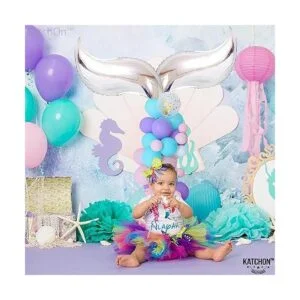 Globos grandes de cola de sirena plateados paquete de 6_2