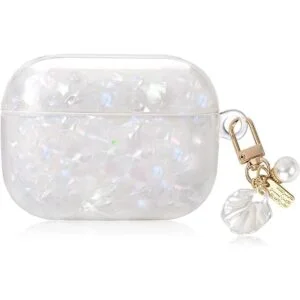 Funda de lujo para AirPods 3 con llavero de perlas con_1