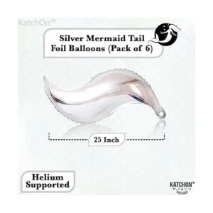 Globos grandes de cola de sirena plateados paquete de 6_4