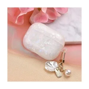 Funda de lujo para AirPods 3 con llavero de perlas con_5