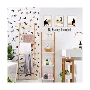 LHIUEM Decoración de baño de gato negro divertido arte de_4