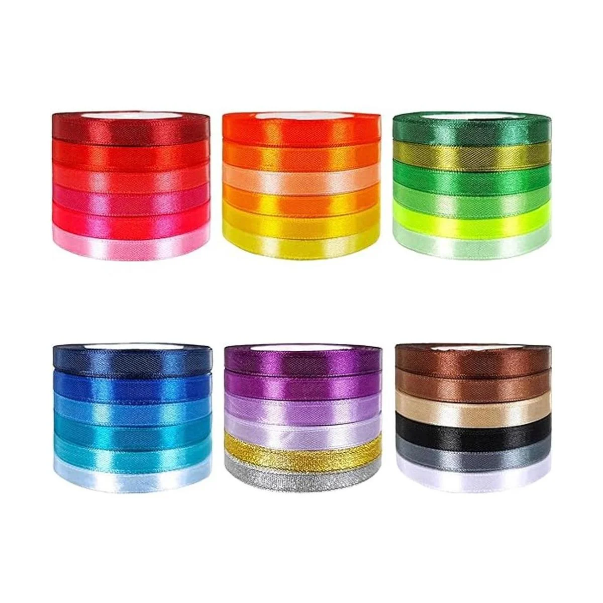 36 colores 900 yardas de cinta de satén metálica con_2
