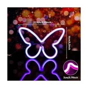 2 letreros de mariposa de neón con luces LED de mariposa_2